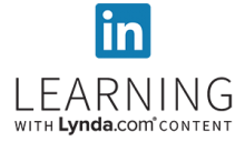 LinkedIn Learning with Lynda.com content text logo with blue LinkedIn icon