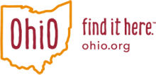 TourismOhio Ohio. Find It Here. Ohio.org logo in red and yellow